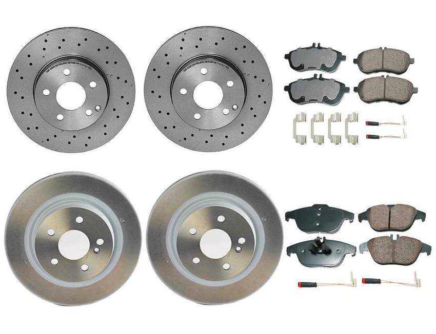 Mercedes Disc Brake Pad and Rotor Kit - Front and Rear (295mm/300mm) (Ceramic) (EURO) 2044213612 - Akebono Euro Ultra-Premium 4122627KIT